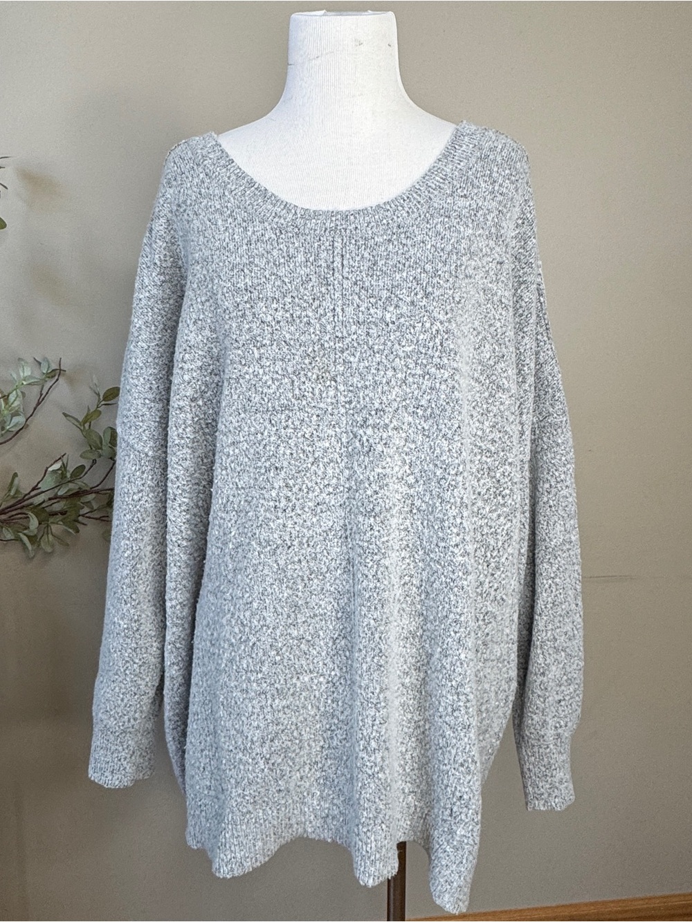 Torrid Gray Sweater sz 4XL Soft Knit Pull Over Shoulder Details Stretchy